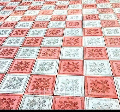Тротуарная плитка Цветок 300х300х30 серая и красная в комбинации шахматка