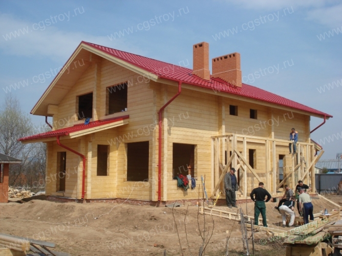 Строительство дома из клееного профилированного бруса нашими плотниками.
